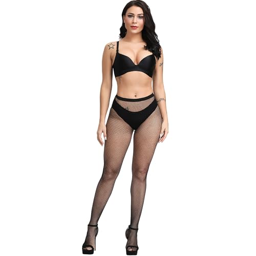 Bestjybt Womens Fishnet Tights High Waist Mesh Fish Net Stockings Pantyhose