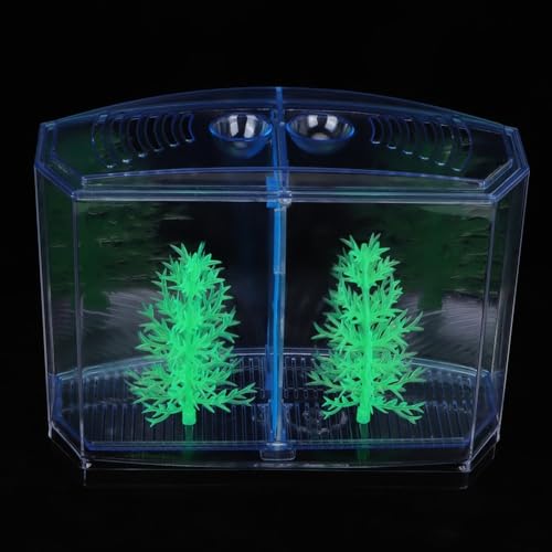 Mini Fish Breeding Box Acrylic Isolation Tank with Dirt Groove for Aquarium Fish Observation and Protection (Double)
