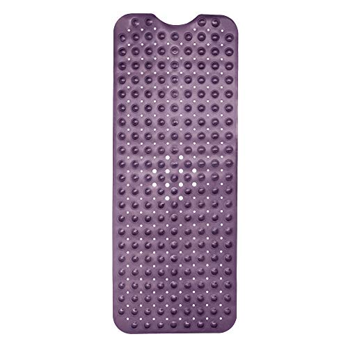 Bath Mat – 40 x 16 Inch Long Non-Slip Bathtub & Shower Mat with Suction Cups – Large PVC Bathroom Mat with Drain Holes for Tub & Shower (Bath - 40x16 Purple) - color: Purple