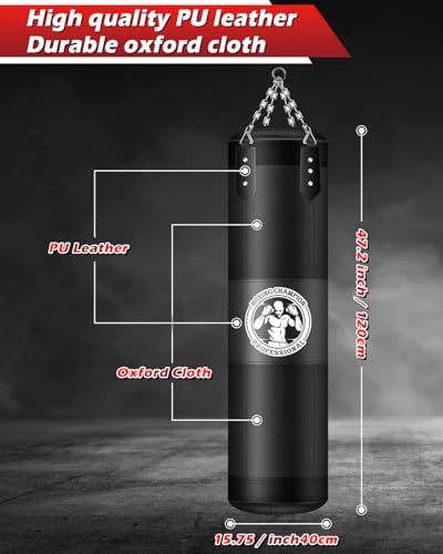 Punching Bag for Adults, 4FT PU Heavy Boxing Bags with Chain Ceiling Hook - style: Strong man
