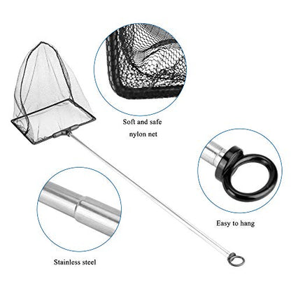 Aquarium Fish Net with Extendable Stainless Steel Long Handle Fine Mesh Net for Fish Tank