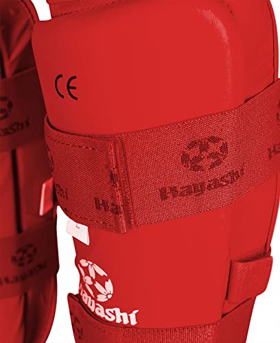Hayashi Karate Shin Guards and Instep Guards (WKF Approved) - color: red, size: X-Large
