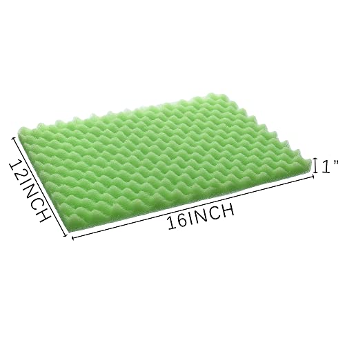 4 Pack Aquarium Filter Media Bio Sponge Pad 16 x 12 x 1 inch, Fish Pond Foam Filter 20/30/40 PPI (Green 40ppi 4pack)