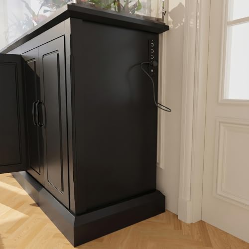 55-75 Gallon Fish Tank Stand - Heavy Duty Aquarium Stand with Storage Cabinet & Power Outlet | 880LBS Capacity Tank Stand with 50"*20" Tabletop for Fish Tank, Turtle Tank, Reptile Terrarium Black