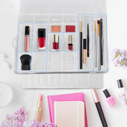 4 Pack Clear Plastic Organizer Box - 36-Grid Adjustable Dividers Storage Container with Secure Lid - BPA-Free Small Part Case for Earrings, Jewelry, Fishing Lures, Screws & Hardware, No Handle - size: 4 Pack 36 Compartments