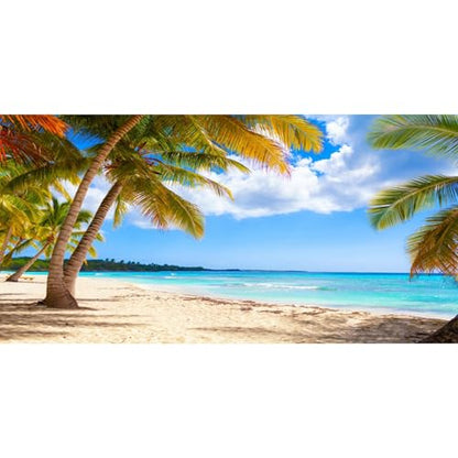 AWERT 60x24 inches Fish Tank Background Nature Landscape Aquarium Background Beach Blue Sky White Clouds Coconut Trees Beach Theme Wave and Sky Aquarium Backdrop Decor Sea Scenery Fish Tank Background - size: 60x24in/150x60cm