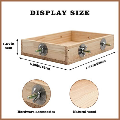 Bird Feeding Cups, Natural Wooden Parrot Perch Stand, Birds Food Dish, Parakeets Feeder Bowl, Cage Accessories for Small Animals Rat Hamster Guinea Pig Chinchillas Budgies Cockatiels Love Birds - size: 7.9 × 5.9 Inch