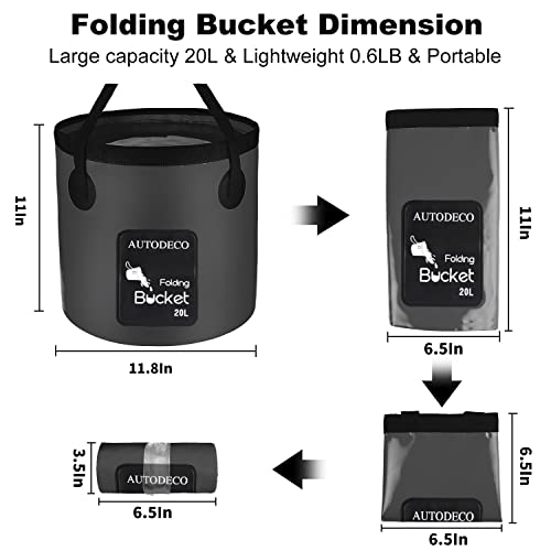 2 Pack Collapsible Bucket 5 Gallon Container Folding Water Bucket Portable Wash Basin for Outdoor Travelling Camping Fishing Gardening Car Washing 20L
