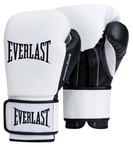 Everlast Powerlock OG Boxing Gloves - color: WHT/BLK, size: 16 oz