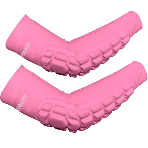 Frelaxy Elbow Pads, Padded Arm Sleeves for Volleyball and Football, 2 Pack - color: Pink, size: Medium
