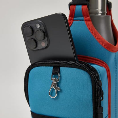 VAKAER Magnetic Gym Bag, Water Bottle Carrier Holder with Phone Pocket & Adjustable Strap,10 Ultra-Strong Magnets Stick to Fitness equipment, Workout Accessories Pouch for Women & Men, Blue - color: Blue