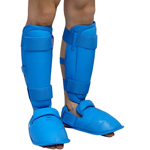 WESING Karate shin and Instep Guard Karate Gloves Approved by WKF - color: blue, size: Large