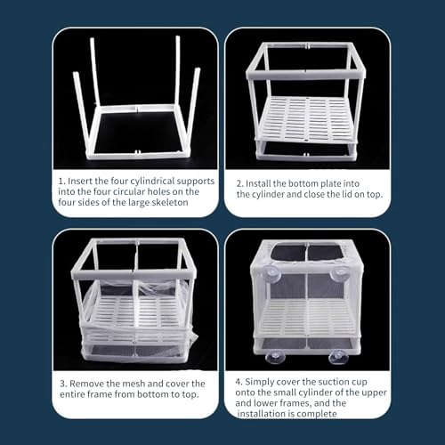 2PCS Protective Aquariums Breeding Cage Netting Nursery Tanks with Suction Cup for Fry Rearing and Secure Observation Fish Breeding Box with Suction Cup
