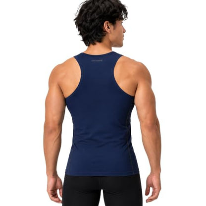 DEVOPS 3 Pack Men's Muscle Dry Fit Compression Tank Top Sleeveless Shirt - color: Black / Olive / Navy, size: Small