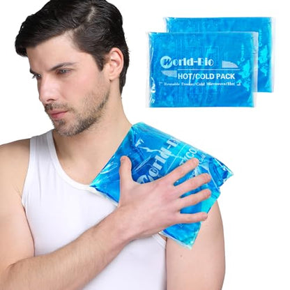 Large Reusable Gel Ice Pack for Injuries for Shoulder, Back(2 Packs) | 12.4'' x 8.3'', Gel Cold Compress for Pain, Injuries,Surgery-Flexible Soft Hot and Cold Packs for back, neck, wrist - style: LARGE 2 PACKS