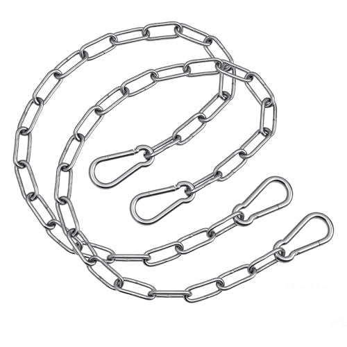 Heavy Duty Stainless Steel Chain, 20 Inch Stainless Steel Swing Chain with 2 Carabiners, Security Chain Suitable for Boxing Punching Bag, Porch Swing Hammock Chair Hanging - color: 20 Inch 2 Pcs