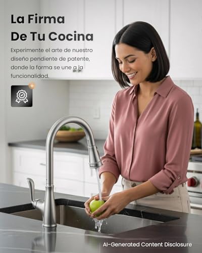 APPASO Patented Brushed Nickel Kitchen Faucet, Lead-Free Single Handle Kitchen Faucet with Pull Down Sprayer for RV Bar Laundry, cUPC-Certified Pull-Out Hose, Water Supplies & Valve - color: Brushed Nickel