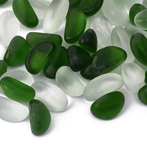 Frosted Glass Beads Beach Glass Marbles for Vases Gems Aquarium Pebbles Decorative Vase Filler Table Scatter Decor 1LB Green - color: Green