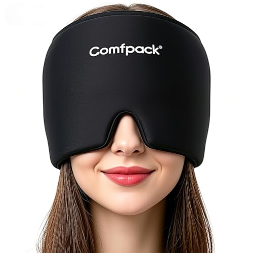Comfpack Migraine Relief Cap Headache Hat Ice Pack Mask, 30% Longer Cold