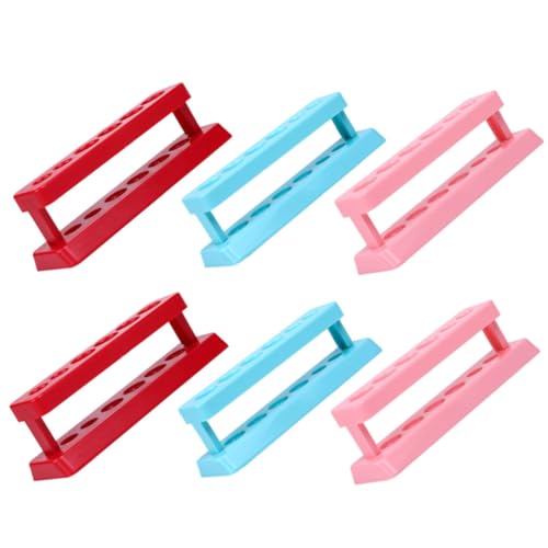 6-Compartment Plastic Test Tube Rack for Boys and Girls Colorful Science Experiment Teaching Aid Laboratory Tube Holder for Educational Use Random Color