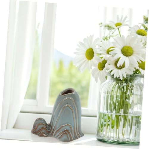 Ceramic Miniature Mountain Figurine Bonsai Decor for Fish Tank Calligraphy Brush Holder Sturdy Landscape Ornament for Zen Garden and
