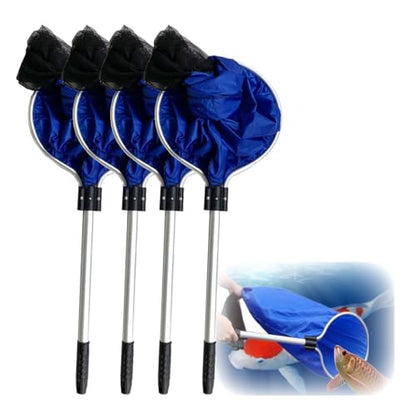 4 Pcs Koi Fish Net with Long Handle - Soft Lightweight Mesh Basket for Larvae, Eggs, and Spawning - Ideal for Easy Fish Transfer and Pond Care