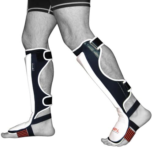 Meister Edge Leather Shin & Instep Guards w/Gel Padding (Pair) - color: White, size: Small-Medium