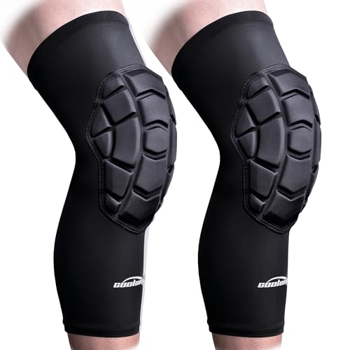 COOLOMG Football Knee Pads Wrestling Basketball Volleyball Youth Kids Adult | Protective Knee Compression Sleeves - color: Black, size: X-Small