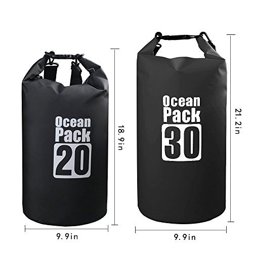Dry Sack/Waterproof Bag for Boating, Kayaking, Hiking, Snowboarding, Camping, Rafting, Fishing and Backpacking (Black, 30L) - color: Black, size: 30L