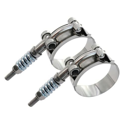 1.75" T Bolt Hose Clamp Spring Loaded Stainless Steel - Working Range 48mm - 56mm for 1.75" I.D. Hose with 2-5 mm Wall Thickness, auto-adjusting maintain Constant Clamping Force (48-56mm, 2 Pack) - size: 1.75" Hose Clamp 48mm - 56mm (1.89" - 2.20")
