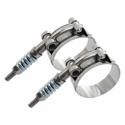 1.75" T Bolt Hose Clamp Spring Loaded Stainless Steel - Working Range 48mm - 56mm for 1.75" I.D. Hose with 2-5 mm Wall Thickness, auto-adjusting maintain Constant Clamping Force (48-56mm, 2 Pack) - size: 1.75" Hose Clamp 48mm - 56mm (1.89" - 2.20")