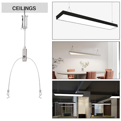 10 Set / 20 pcs Lighting Light Suspension Kit, 5ft Adjustable Luminaire Hanging Wire, 2ft Not Adjustable Steel Cable for Commercial Aquarium LED Panel Light LED Shop Lights Aquarium Lights