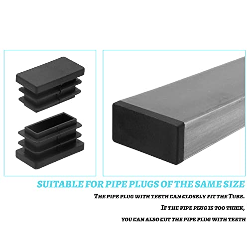 Piutouyar Rectangular Tubing End Caps, Plastic Plug Insert, Black End Cap for Tube Hole Insert, Fences, Furniture Non-Slip Protection (26mm x 13mm / 1.02 Inch x 0.5 Inch),32Pcs - size: 26 x13mm / 1.02 x 0.5"-32Pcs