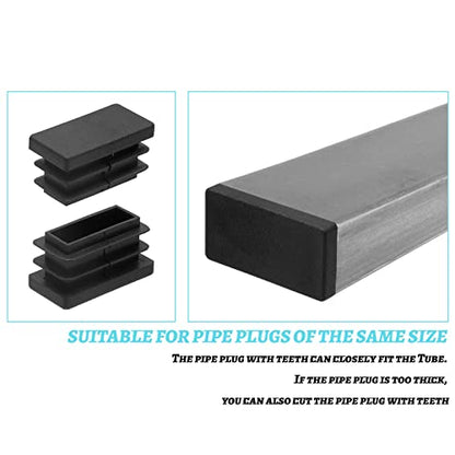 Piutouyar Rectangular Tubing End Caps, Plastic Plug Insert, Black End Cap for Tube Hole Insert, Fences, Furniture Non-Slip Protection (26mm x 13mm / 1.02 Inch x 0.5 Inch),32Pcs - size: 26 x13mm / 1.02 x 0.5"-32Pcs