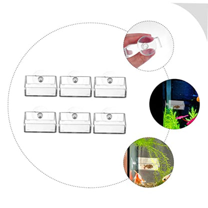 LIOOBO 6pcs Acrylic Aquarium Feeding Plates Suction Cups Dishes for Shrimp and Fish Tanks Convenient Food Feeders Easy to Clean and Install