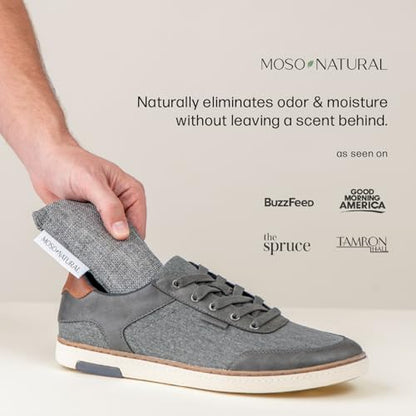 Moso Natural Shoe Deodorizer Inserts (2 Pack) Charcoal Odor Absorber for Shoes, Gym Bag & Boot Deodorizer, Unscented Shoe Odor Elimination, Air Purifying Bags, Lasts 2 Years (4 Bags) - style: 2 Pack (4 Bags)