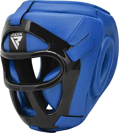 RDX Boxing Headgear MMA Muay Thai, Removable Face Grill, Head Gear for Sparring Grappling Martial Arts Kickboxing Taekwondo Karate BJJ Training - color: Blue, size: Small