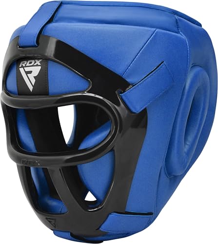 RDX Boxing Headgear MMA Muay Thai, Removable Face Grill, Head Gear for Sparring Grappling Martial Arts Kickboxing Taekwondo Karate BJJ Training - color: Blue, size: X-Large