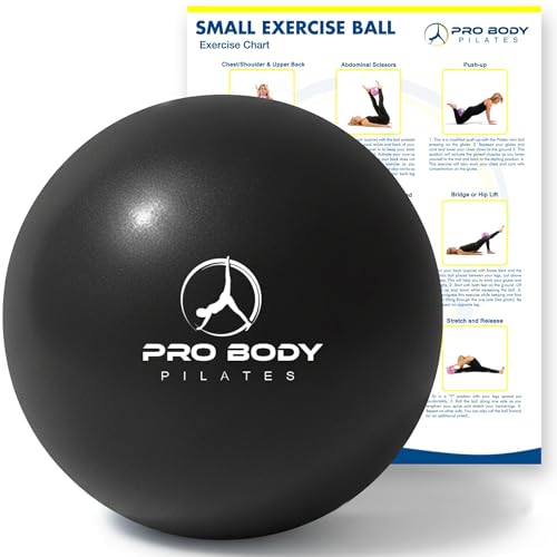 ProBody Pilates Ball Small — 9 Inch Small Exercise Ball | Anti-Burst PVC, Latex-Free, Clinic Grade, Between-Knees Stabilizer, Postpartum & Rehab, Straw Inflator, Yoga Ball Small - color: Black
