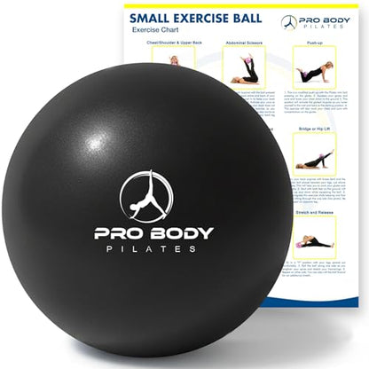 ProBody Pilates Ball Small — 9 Inch Small Exercise Ball | Anti-Burst PVC, Latex-Free, Clinic Grade, Between-Knees Stabilizer, Postpartum & Rehab, Straw Inflator, Yoga Ball Small - color: Black
