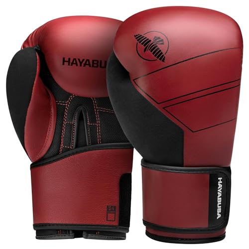 Hayabusa S4 Leather Boxing Gloves | 12oz Boxing Gloves, Muay Thai Gloves, Kickboxing Gloves, Leather Training Gloves, Men and Women, 16oz Boxing Gloves - color: Red, size: 16 oz