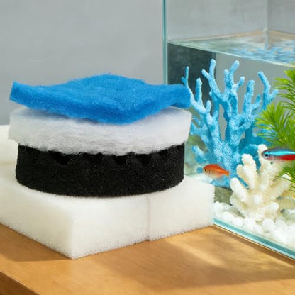 30 Pcs Filter Media Replacement Set with Quick Clear/Water Polishing Pads, Foam Pads, Fish Tank Filter Mesh Bags, Silicone Lube for Fluval Fx2 Fx4 Fx5 Fx6, Freshwater, Saltwater Aquariums