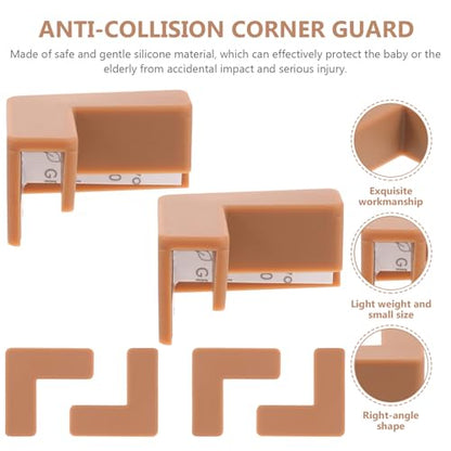 6pcs Silicone Desk Corner Guards for Fish Tank and Pet Carrier, Medium Brown Flexible Edge Protectors for Furniture Safety and Impact Prevention