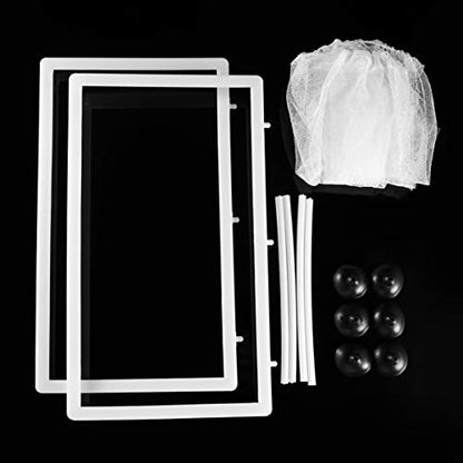 TEHAUX Transparent Fish Breeding Box, Multifunctional Plastic Aquarium Hatching Cases with Suction Cups for Shrimp Guppy Clownfish Aggressive Fish, Easy to Install, White 2pcs