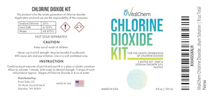 Chlorine Dioxide Kit | Glass Bottles with Droppers | Hydrochloric Acid 4-5% (HCl) and Sodium Solution | 8 oz Total