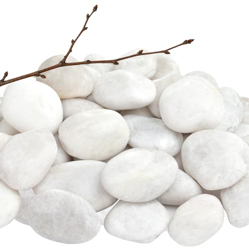 5 lb Natural Polished White Pebbles, 1-2 Inch Decorative White Rocks for Potted Plants Pot Filling Aquariums Outdoor Street Scape Decorative Rocks - color: White, size: 1-2 Inch 5 Lb