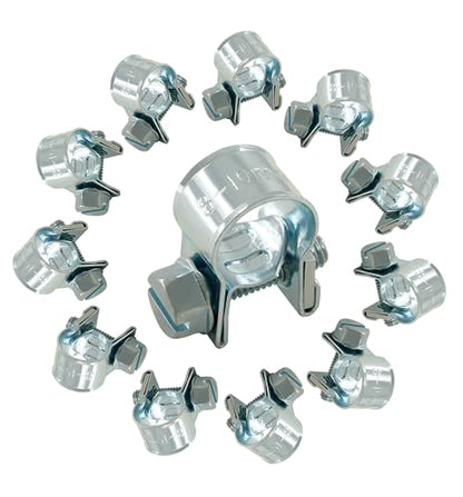 12pcs Gas Line Clamp(8-10mm), Zinc Plated Mini Fuel Hose Clamp Adjustable Tube Clamp for Pipe Fuel Line - size: 8-10mm