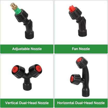 40'' Acid Resistant Sprayer Wand with 4 Types of Nozzles, Pump Replacement Sprayer Wand with 1/4" & 3/8" Brass Barbs and 2 Hose Clamps