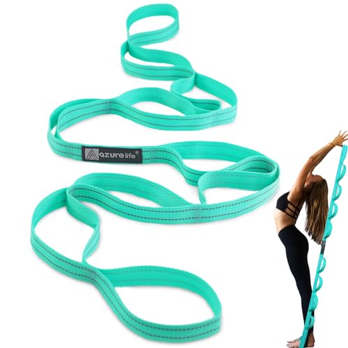 A AZURELIFE Premium Durable Stretch Straps with Loops, Stretching Strap for Physical Therapy, Multi-Loop Yoga Strap Fitness Exercise Strap for Yoga, Pilates, Dance, Flexibility&Exercise - color: #1-Green