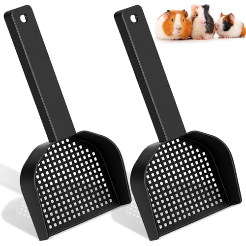 2Pcs Poop Scooper Cat Litter Scooper Fine Mesh Sifting Shovel Plastic Handle for Guinea Pig Rabbits Small Animals for Easy Waste Cleaning